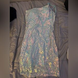 One shoulder hoco dress